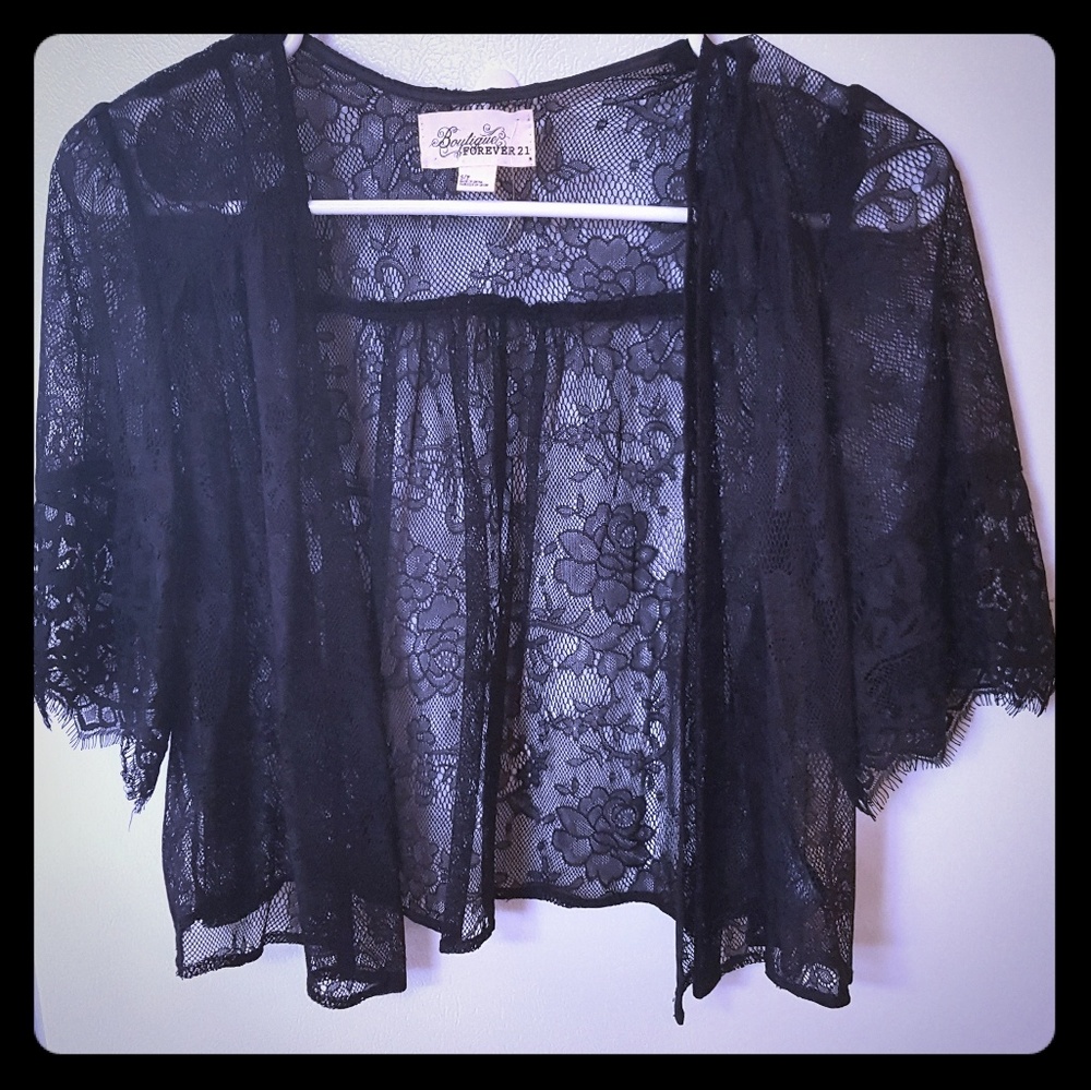 Black lace shrug